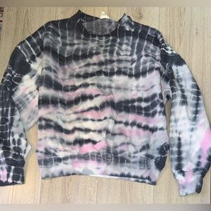 PINK Victoria's Secret Black and Pink Tie-Dye Sweatshirt Crewneck crew sweater